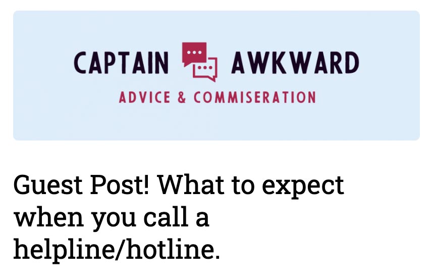 What to expect when you call a helpline/hotline